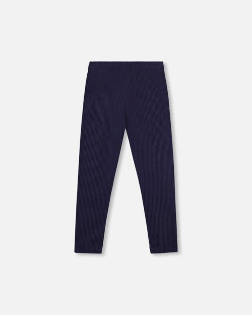Deux Par Deux Ribbed Leggings In Blue