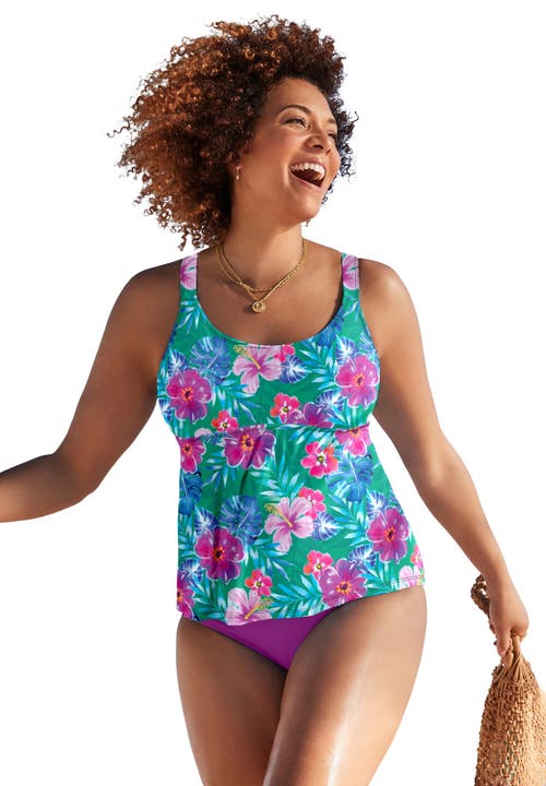 Swimsuits For All Flared Tankini Top In Green