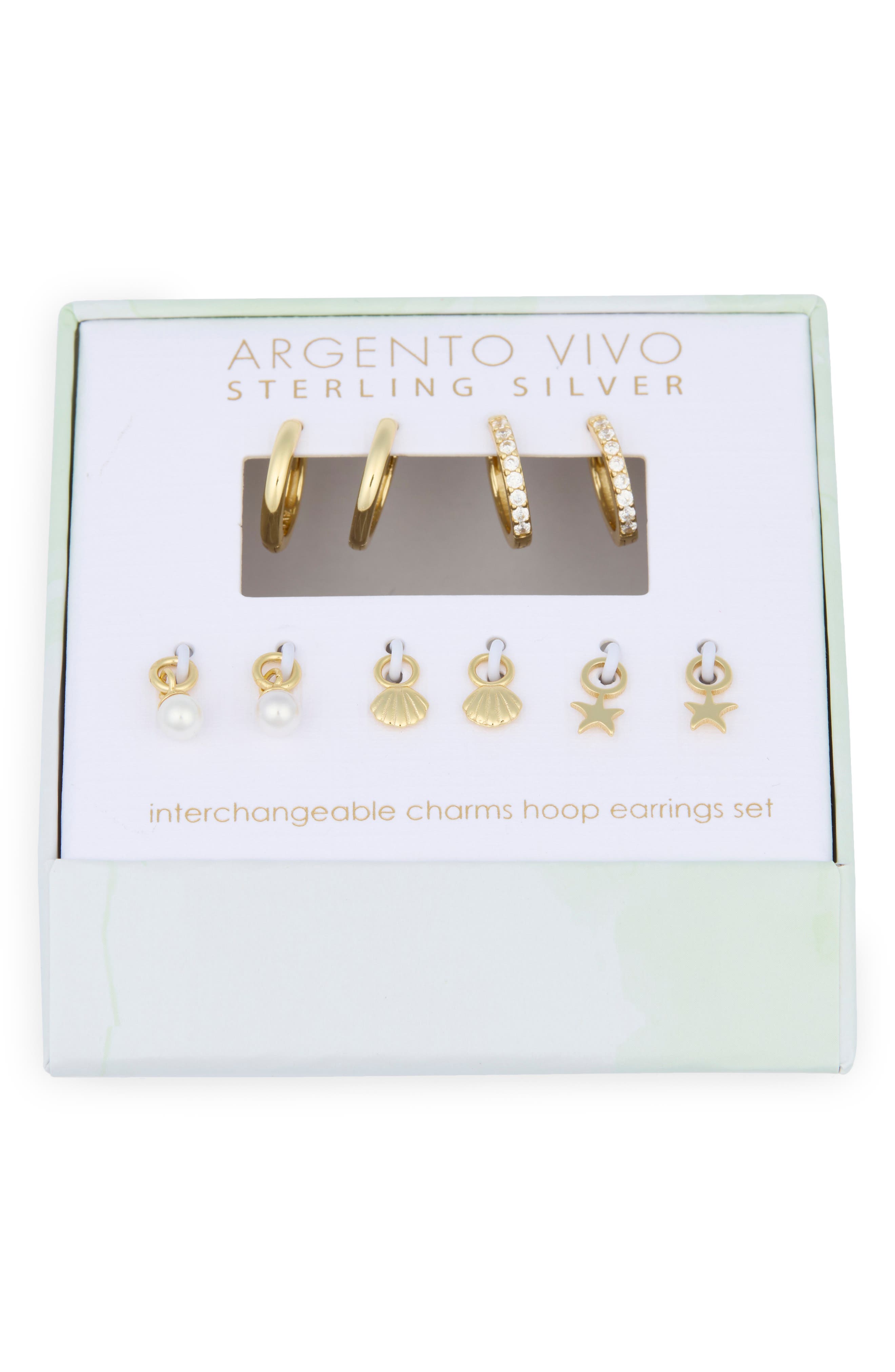 Argento Vivo Sterling Silver Mixed CZ Charms & 2-Pack Huggie Hoop Earrings