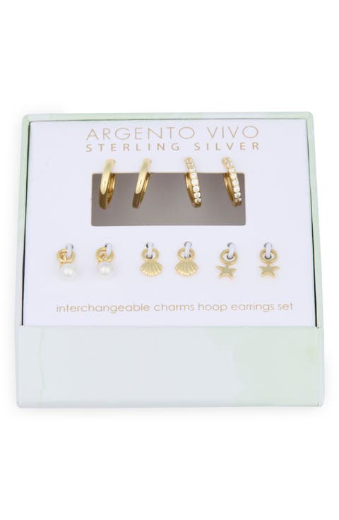 Mixed CZ Charms & 2-Pack Huggie Hoop Earrings