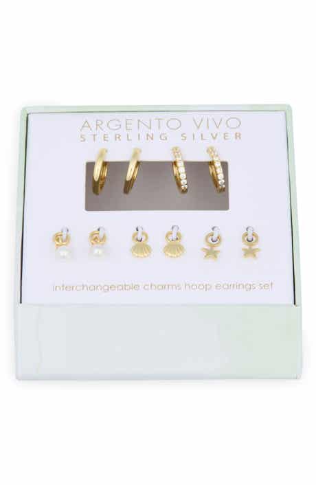 Argento Vivo Sterling Silver Mixed CZ Charms & 2-Pack Huggie Hoop Earrings