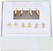 Argento Vivo Sterling Silver Mixed CZ Charms & 2-Pack Huggie Hoop Earrings