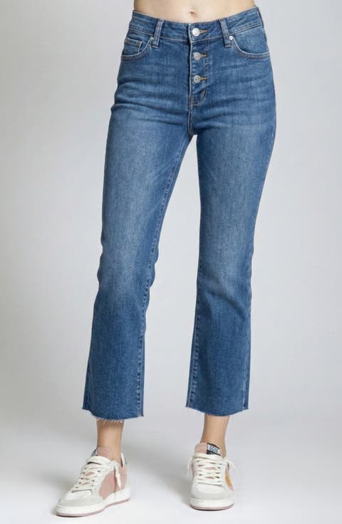 Raw Hem Ankle Straight Leg Jeans