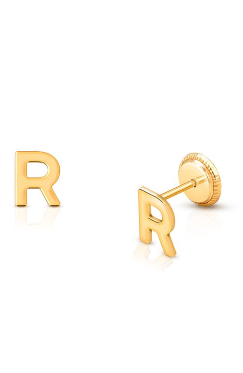 Tiny Blessings 14k Gold Initial Studs Screw Back Earrings In Gold