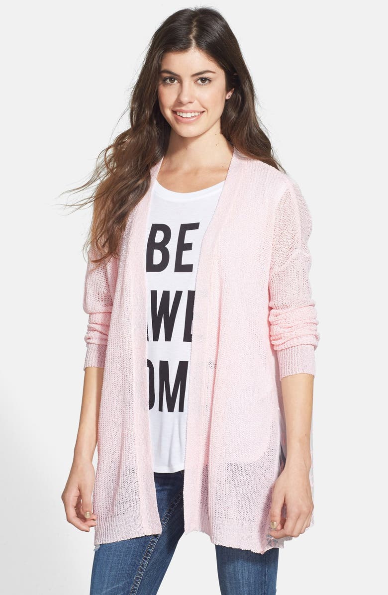 Love By Design Lace Inset Open Cardigan, Main, color, 