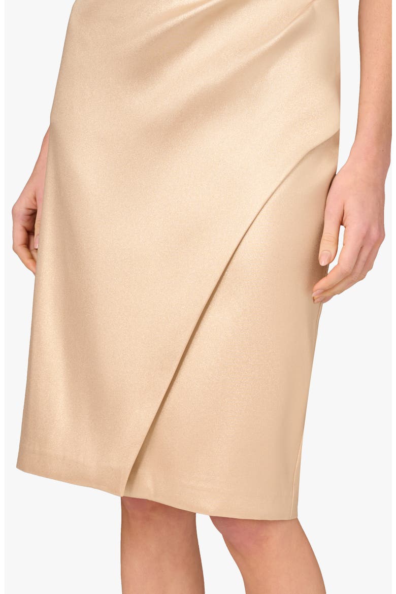 Foiled Stretch Mikado Cocktail Dress, Alternate, color, CHAMPAGNE/ GOLD