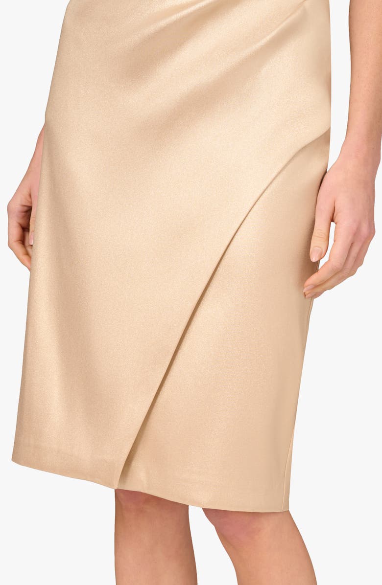 Aidan Mattox by Adrianna Papell Foiled Stretch Mikado Cocktail Dress, Alternate, color, Champagne/ Gold