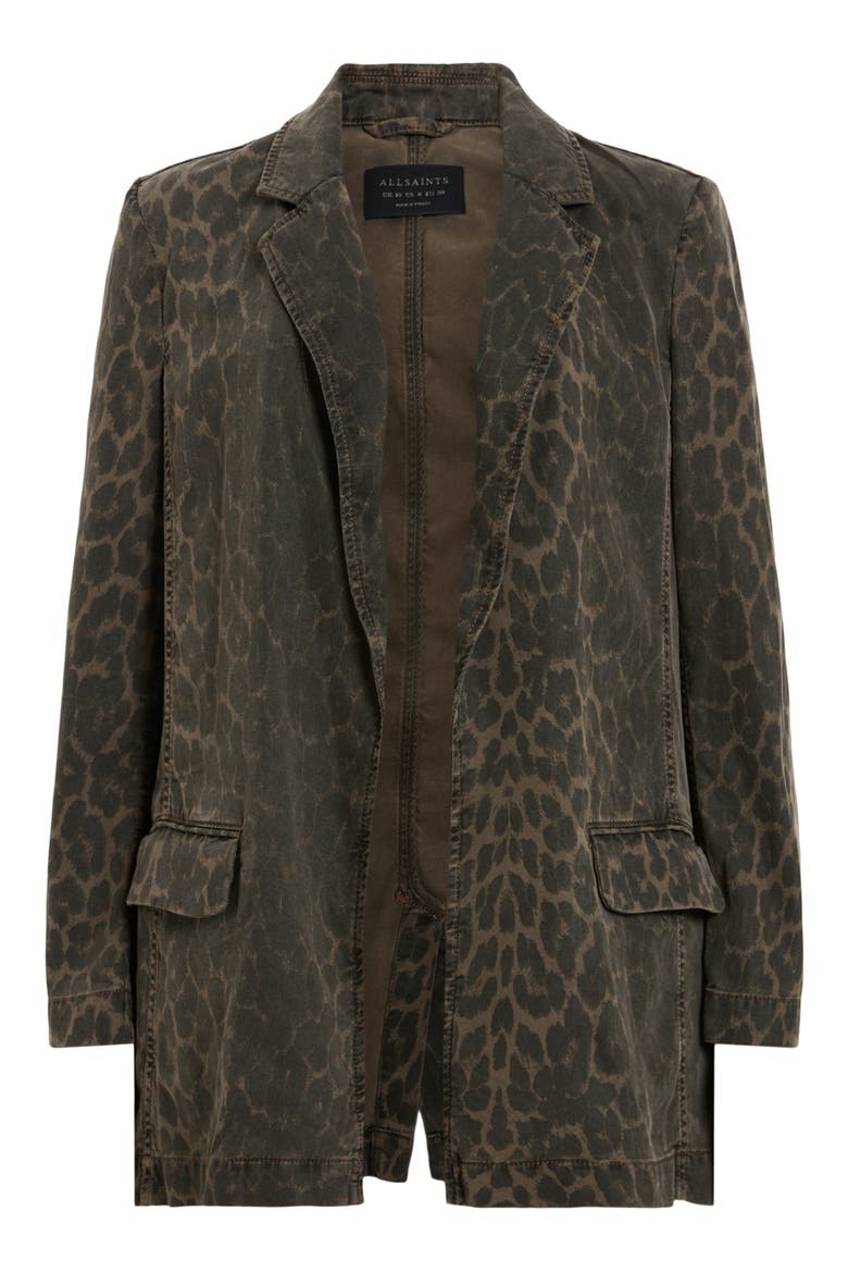 Aleida Denim Blazer, Alternate, color, LEOPARD GREEN