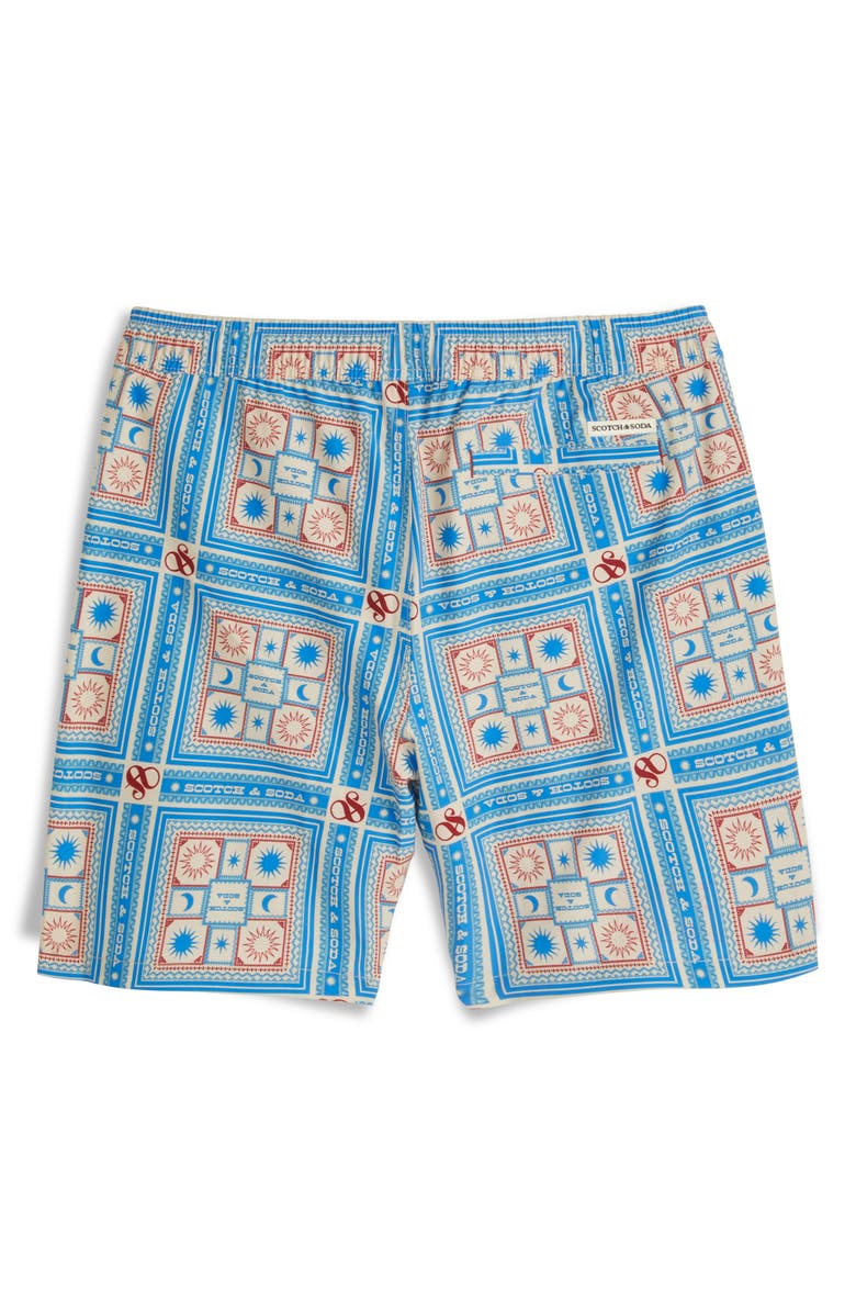 Scotch & Soda New West Bandana Print Swim Trunks, Alternate, color, Fog