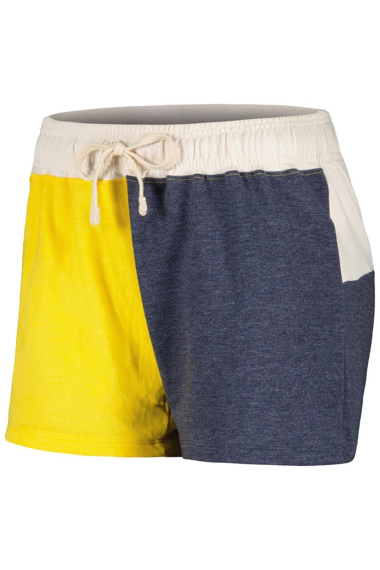 Women's Wes & Willy Cream Michigan Wolverines Colorblock Tri-Blend Long Sleeve V-Neck T-Shirt & Shorts Sleep Set, Alternate, color, Cream