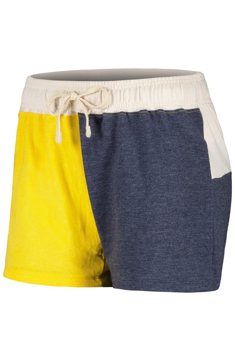 Wes & Willy Women's Wes & Willy Cream Michigan Wolverines Colorblock Tri-Blend Long Sleeve V-Neck T-Shirt & Shorts Sleep Set, Alternate, color,