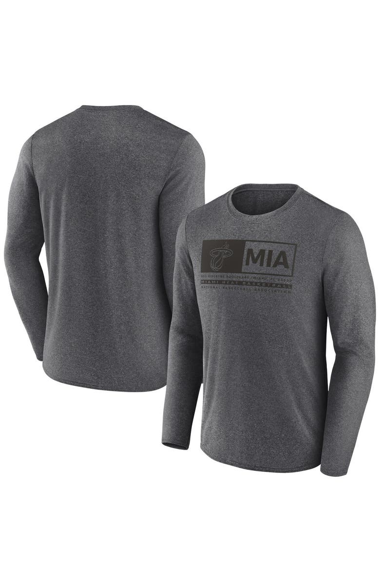 FANATICS Men's Fanatics Branded Heather Charcoal Miami Heat Three-Point Play T-Shirt, Main, color, Heather Charcoal