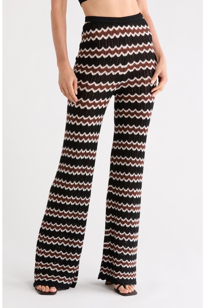 Birdie Merino Wool Knit Pants, Main, color, BLACK/ COFFEE GRIND/ MULTI