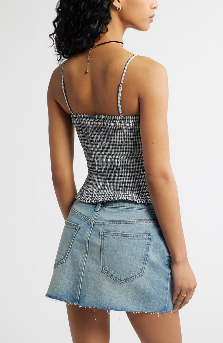 BP. Ruched Gingham Camisole, Alternate, color, Navy Gingham