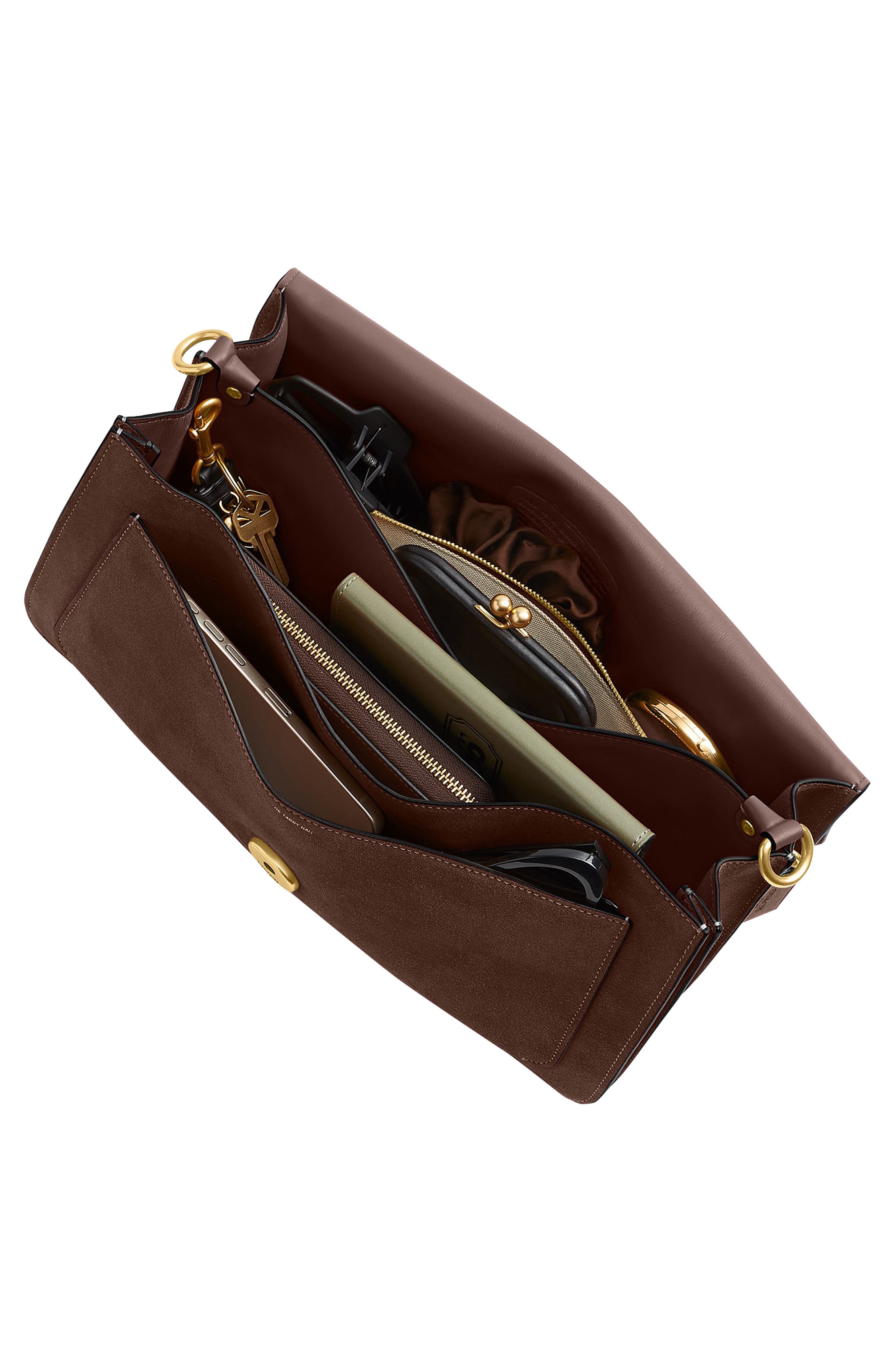 Tabby 36 Suede Shoulder Bag, Alternate, color, DARK CHOCOLATE