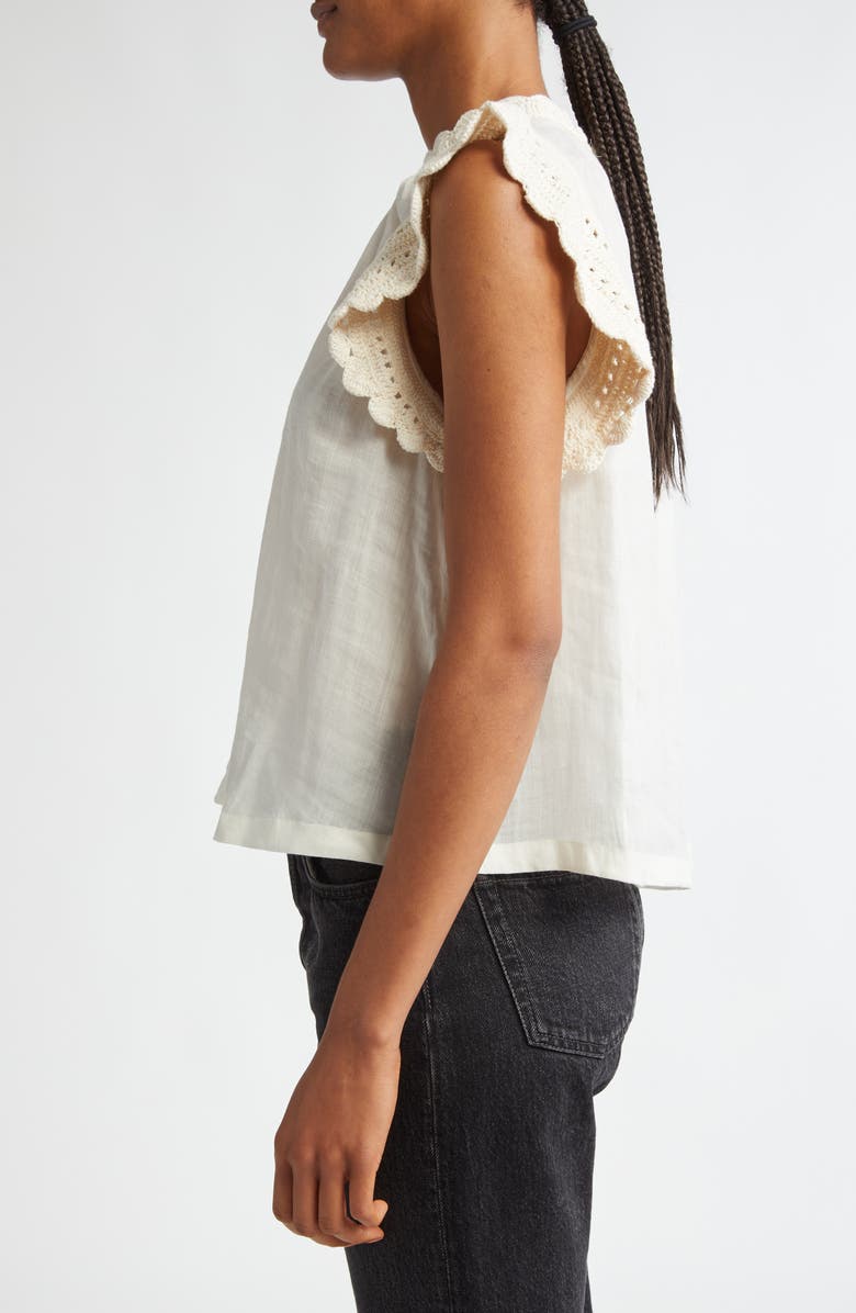 Ulla Johnson Kai Mixed Media Ramie Top, Alternate, color, Pristine