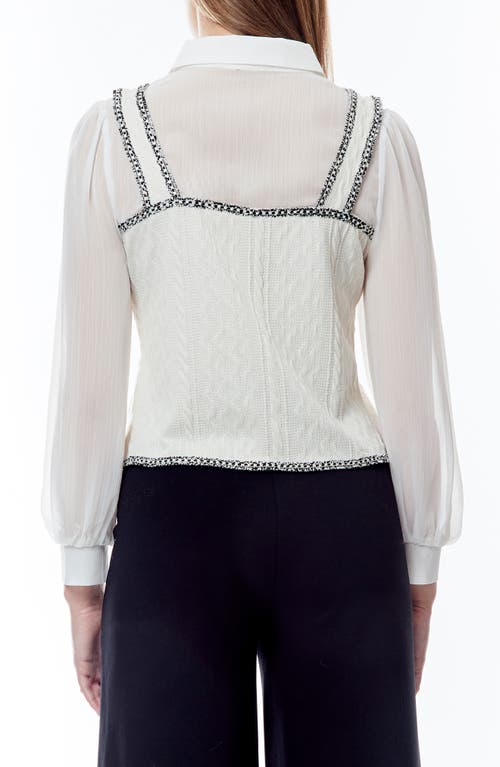 Love By Design Padma Tweed Trim Twofer Top In Gardenia