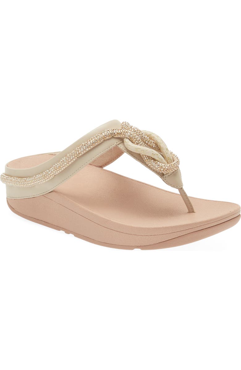 FitFlop Fino Crystal Flip Flop, Main, color, Stone Beige