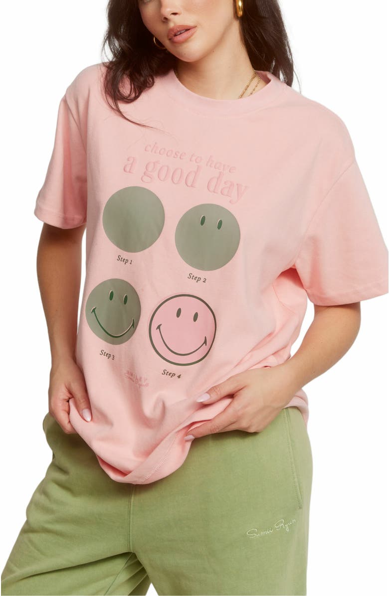 Samii Ryan Smiley Good Day Oversized Tee, Alternate, color, Pink