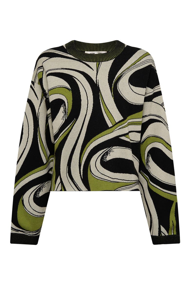 Tierna Swirl Crewneck Sweater, Alternate, color, CASS TAPE SHADOW GN HUGE/BLK