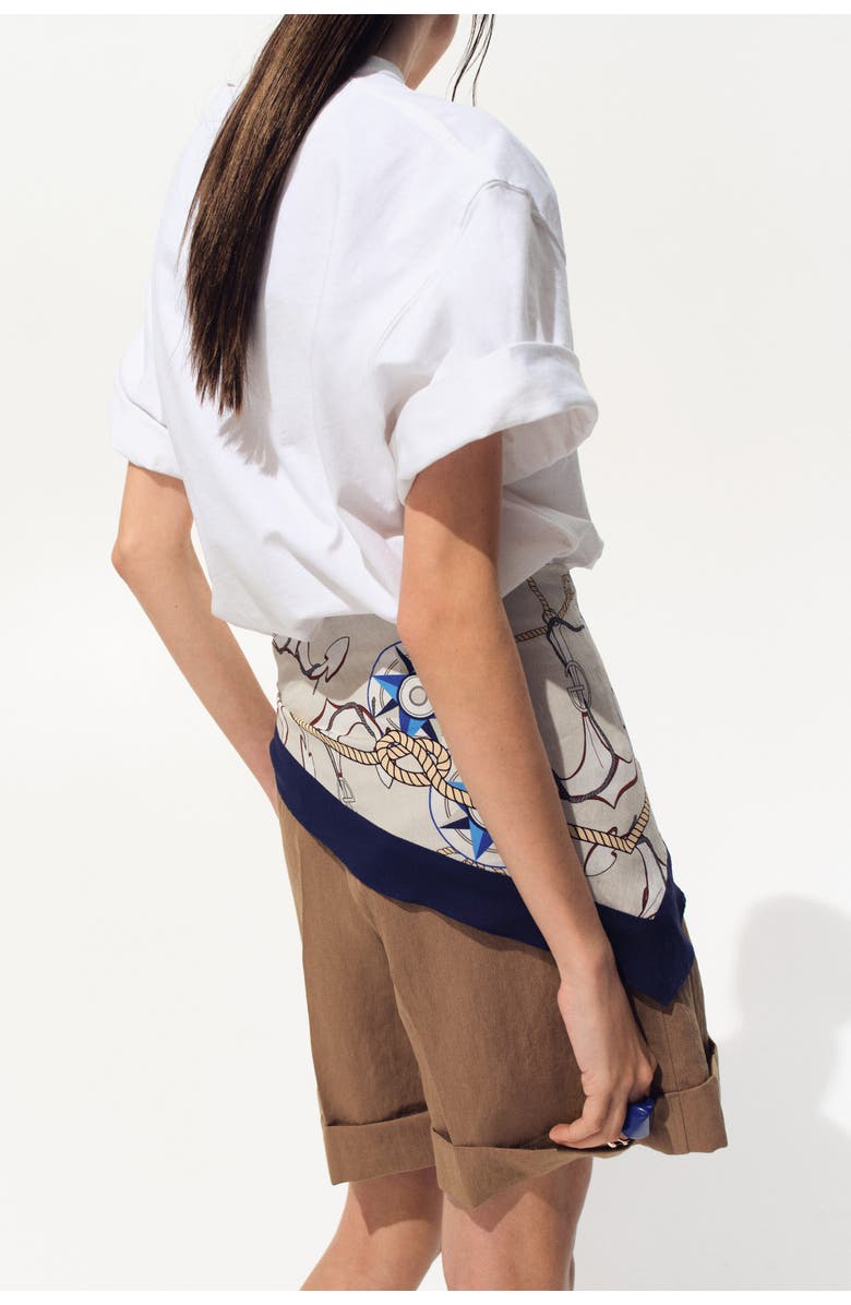 H&M Scarf-detail Shorts, Alternate, color, Beige