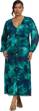 FASHION-SZN CURVE Button Up Plisse Midi Dress