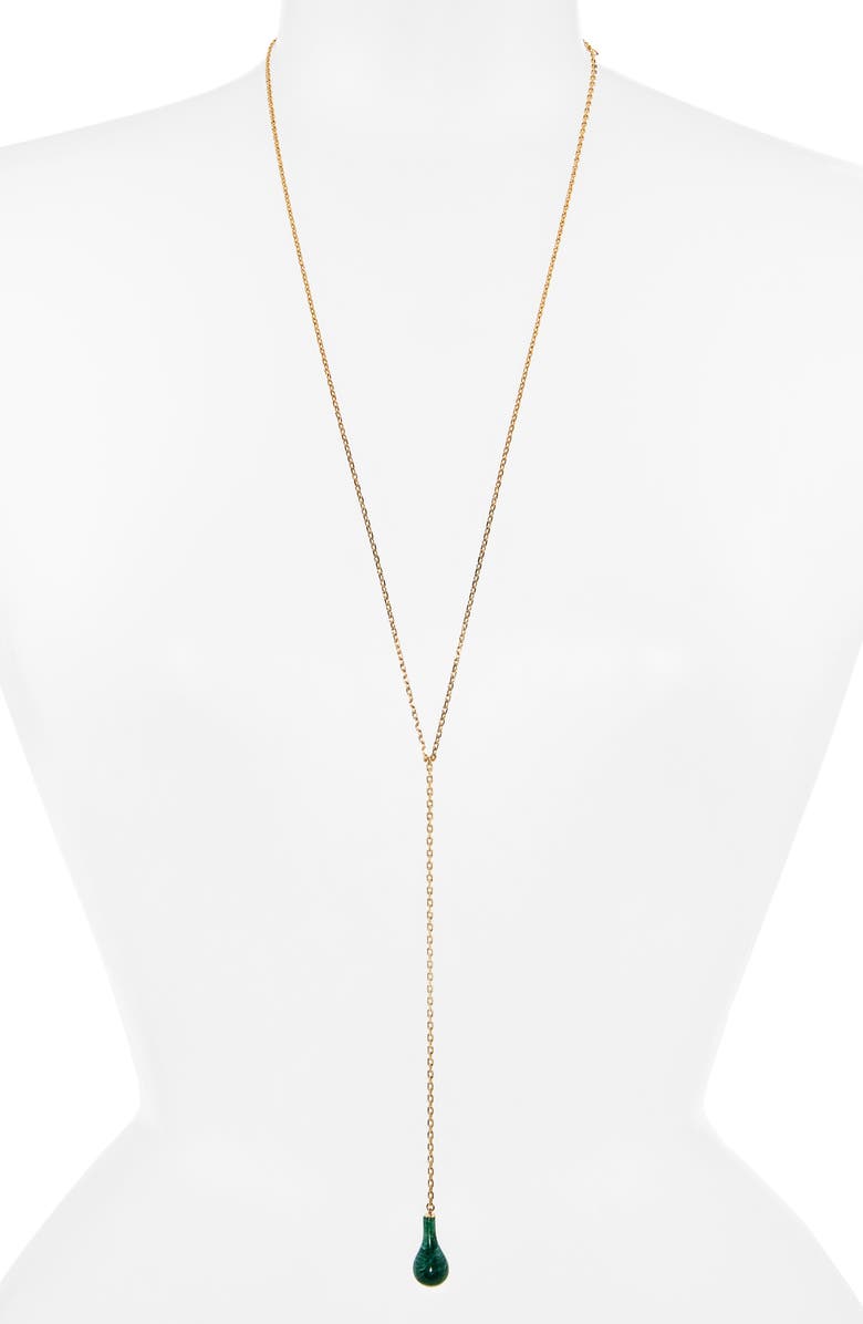 TOTEME Jade Drop Necklace, Alternate, color, Dark Green/ Gold