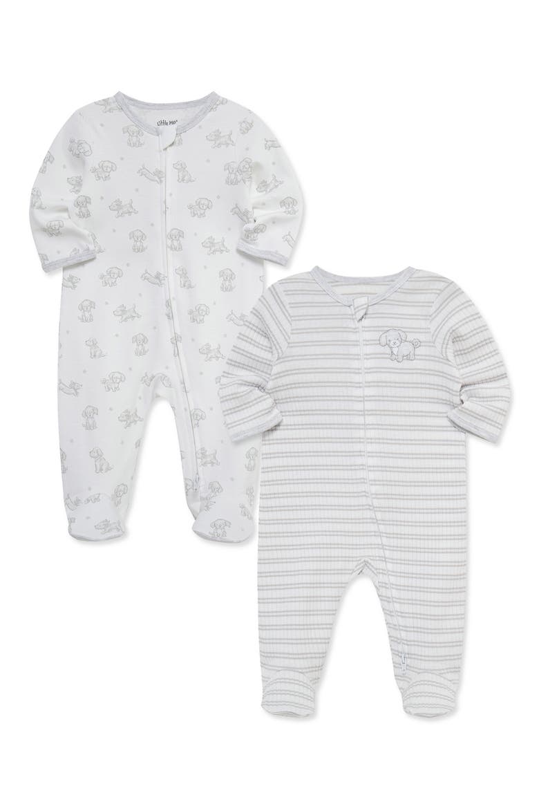 Kids' 2-Pack Organic Cotton Footie Pajamas, Alternate, color, WHITE
