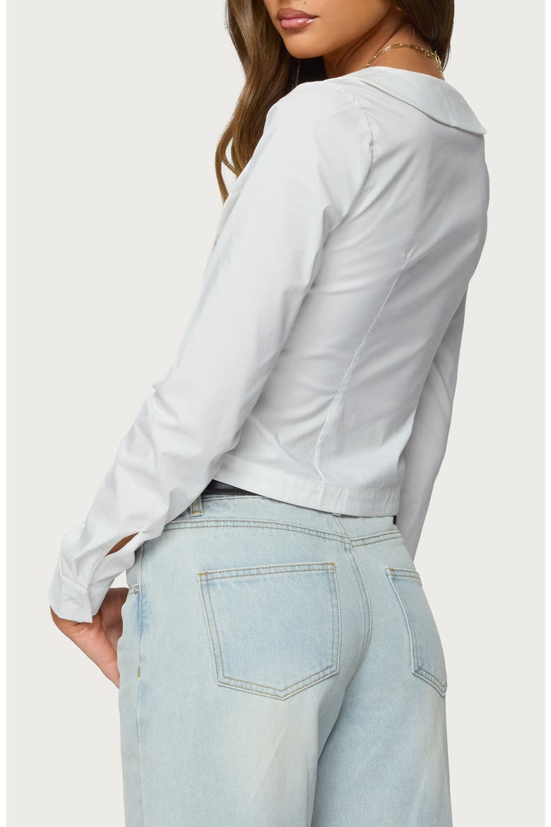 Scoop Neck Button-Up Shirt, Alternate, color, WHITE