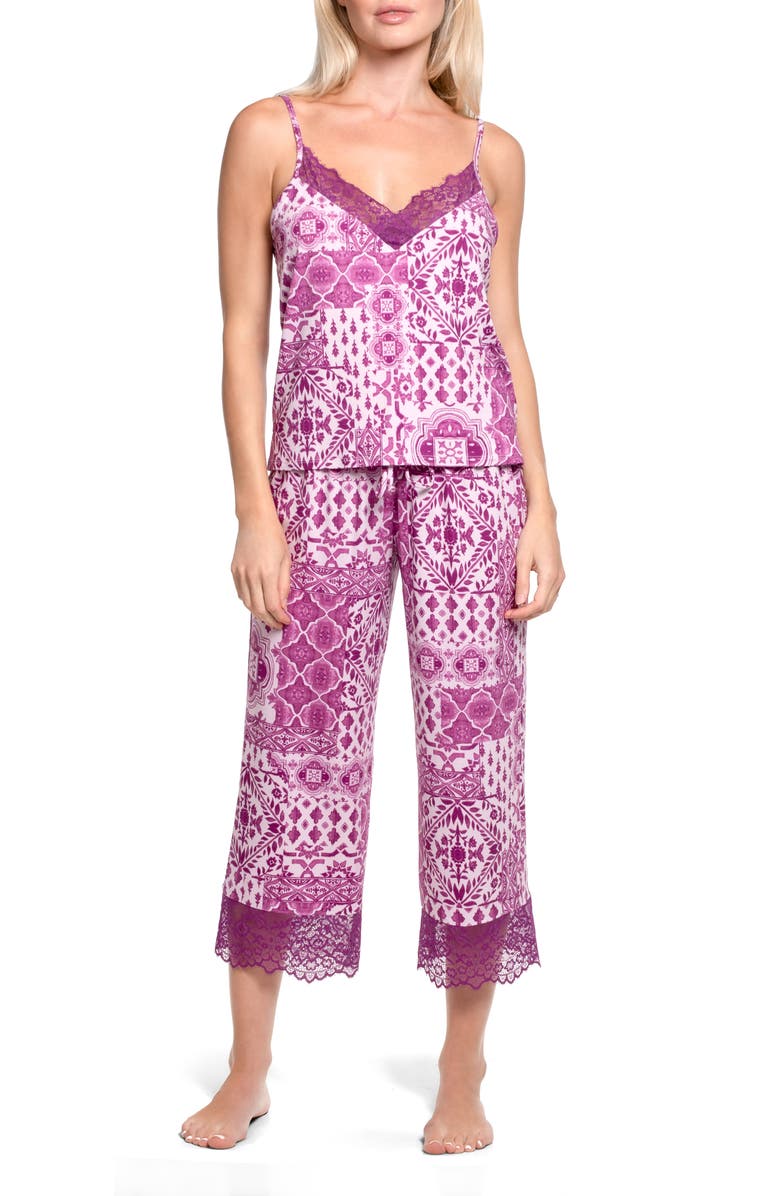 In Bloom by Jonquil Brit Knit Crop Pajamas, Main, color, Plum