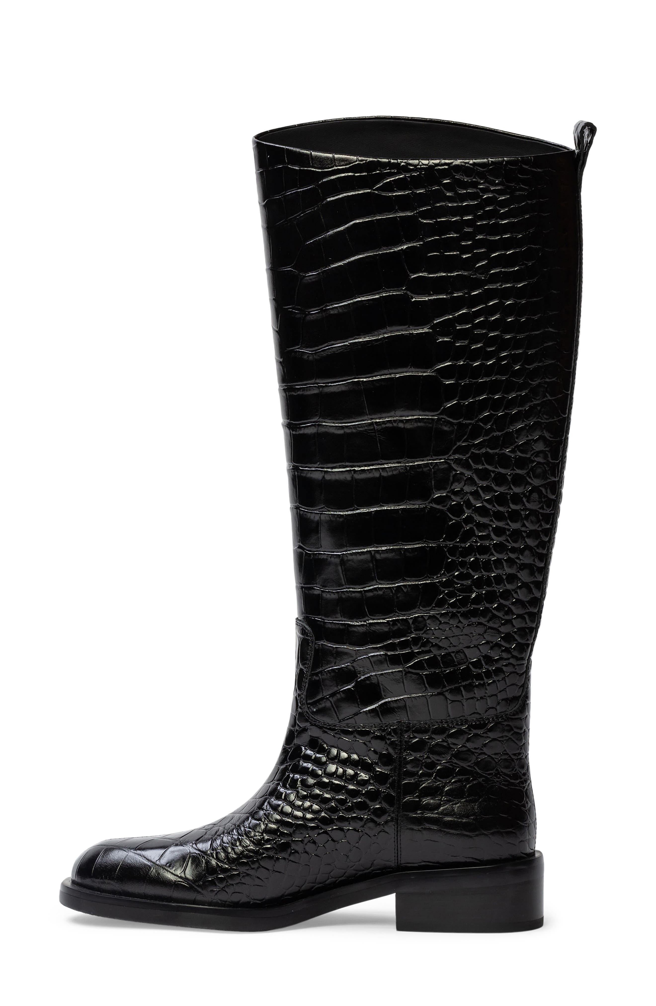 Pace Tall Boot, Alternate, color, BLACK CROCO LEATHER