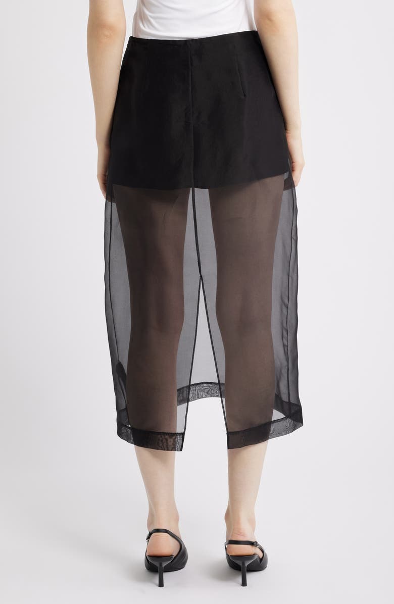 FRAME Silk Organza Pencil Skirt, Alternate, color, Black