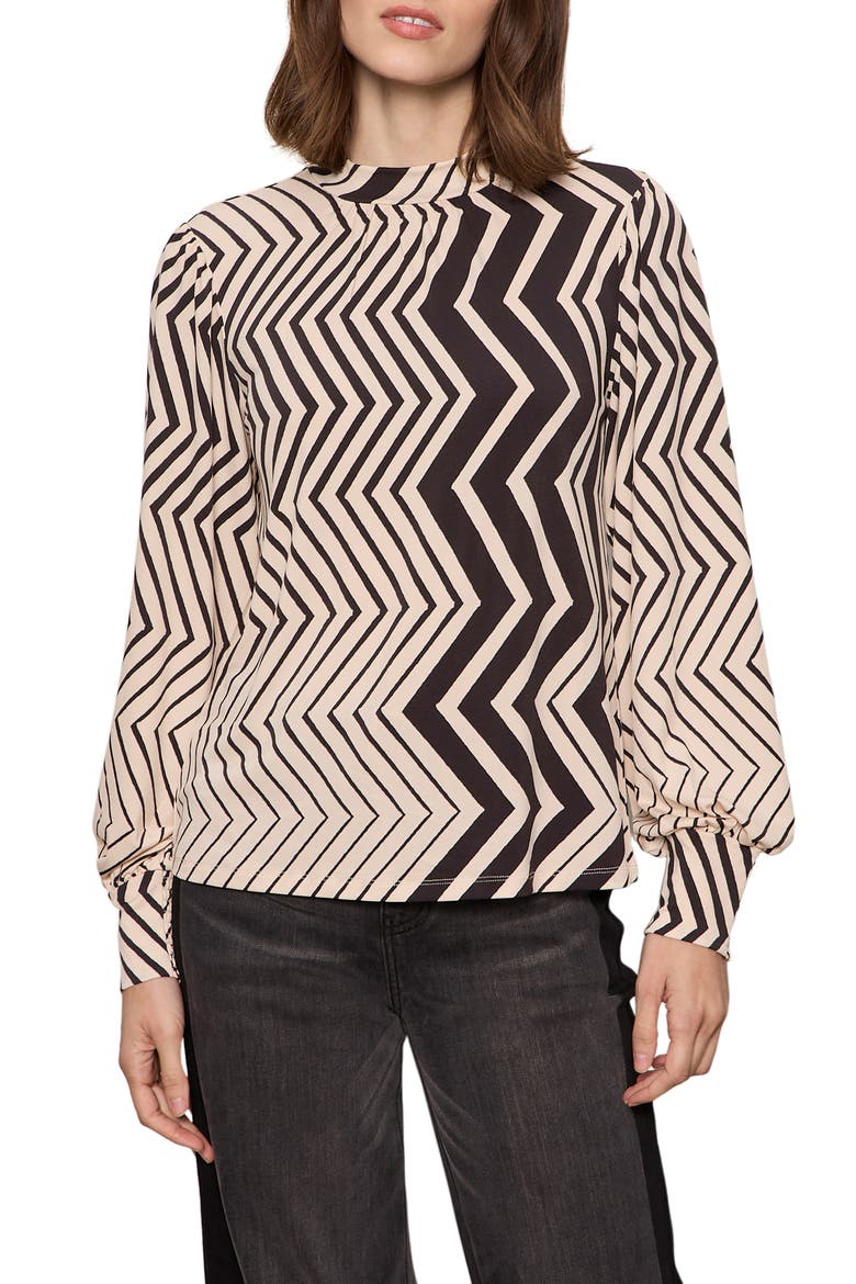 Mixed Print Top, Main, color, FROST WHITE