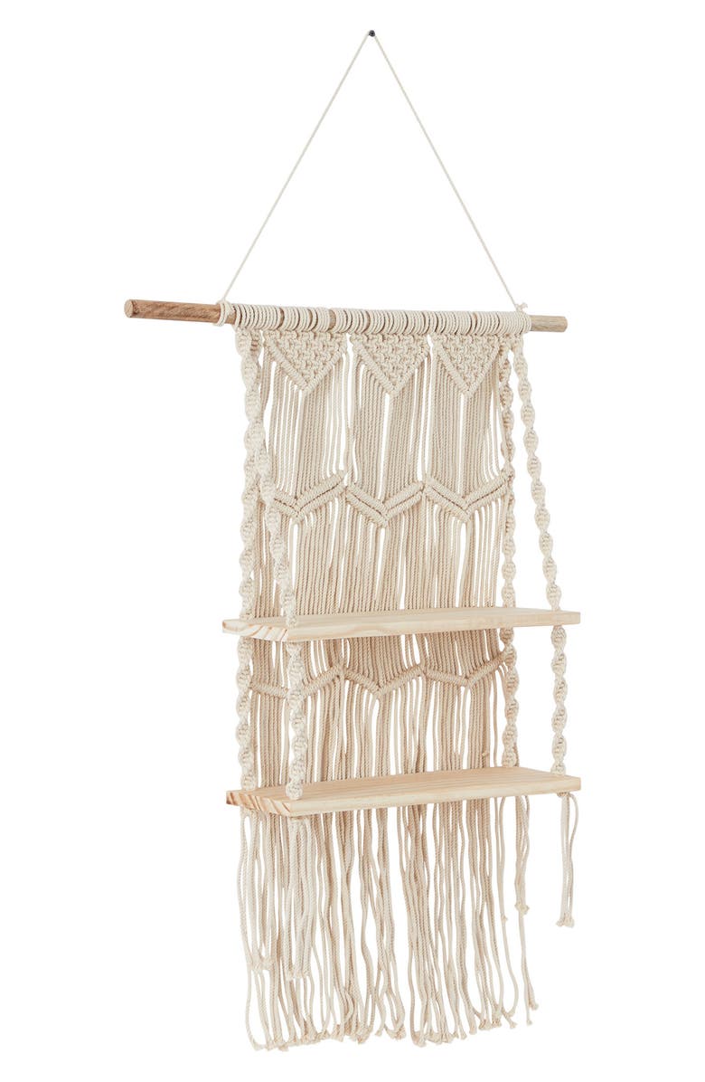Novogratz Macramé Hanging Wall Shelf, Main, color,