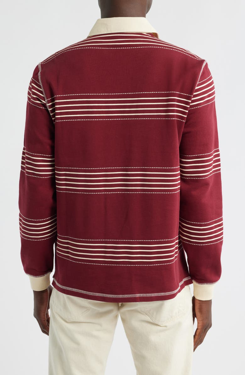 Percival Editor Stripe Cotton Rugby Polo, Alternate, color, Burgundy