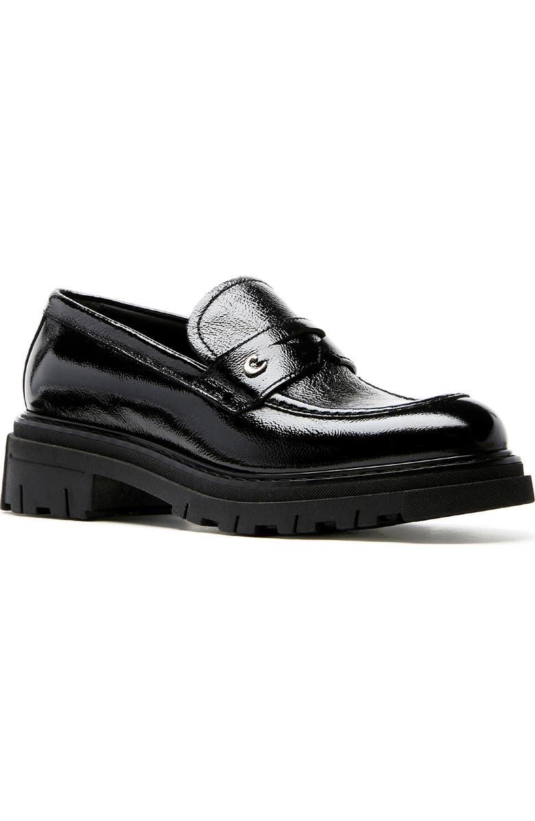 La Canadienne Doe Waterproof Platform Penny Loafer, Main, color, Black Patent Leather