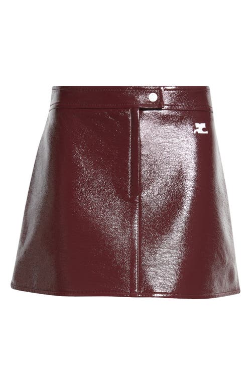 Shop Courrèges Reedition Faux Leather Miniskirt In Burgundy
