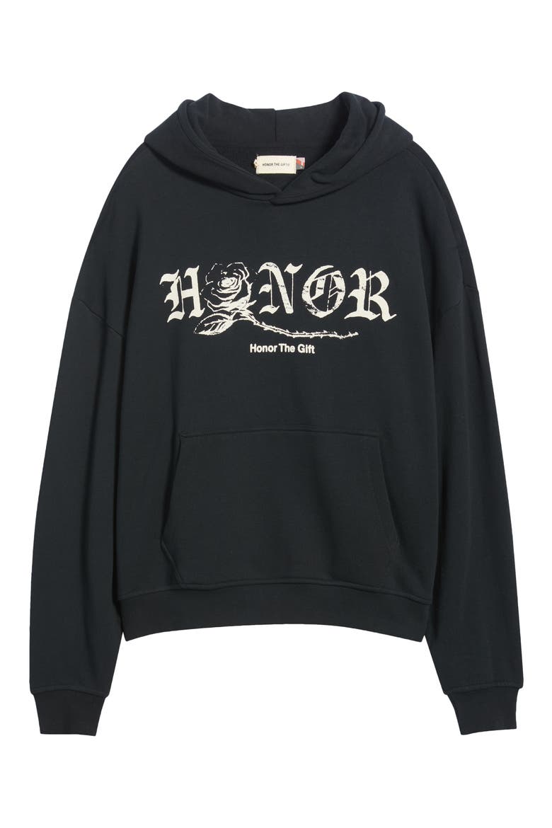 Fallen Rose Hoodie, Main, color, BLACK