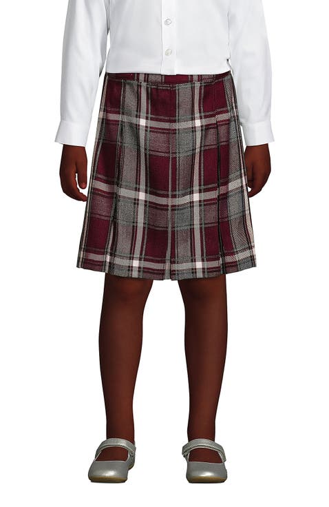 School Uniform Girls Plaid Box Pleat Skirt Top of the Knee