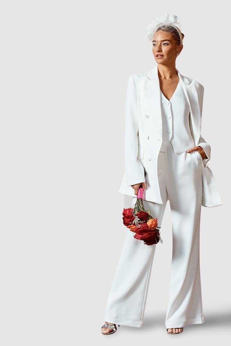 Premium Flare Bridal Trousers, Alternate, color, Ivory