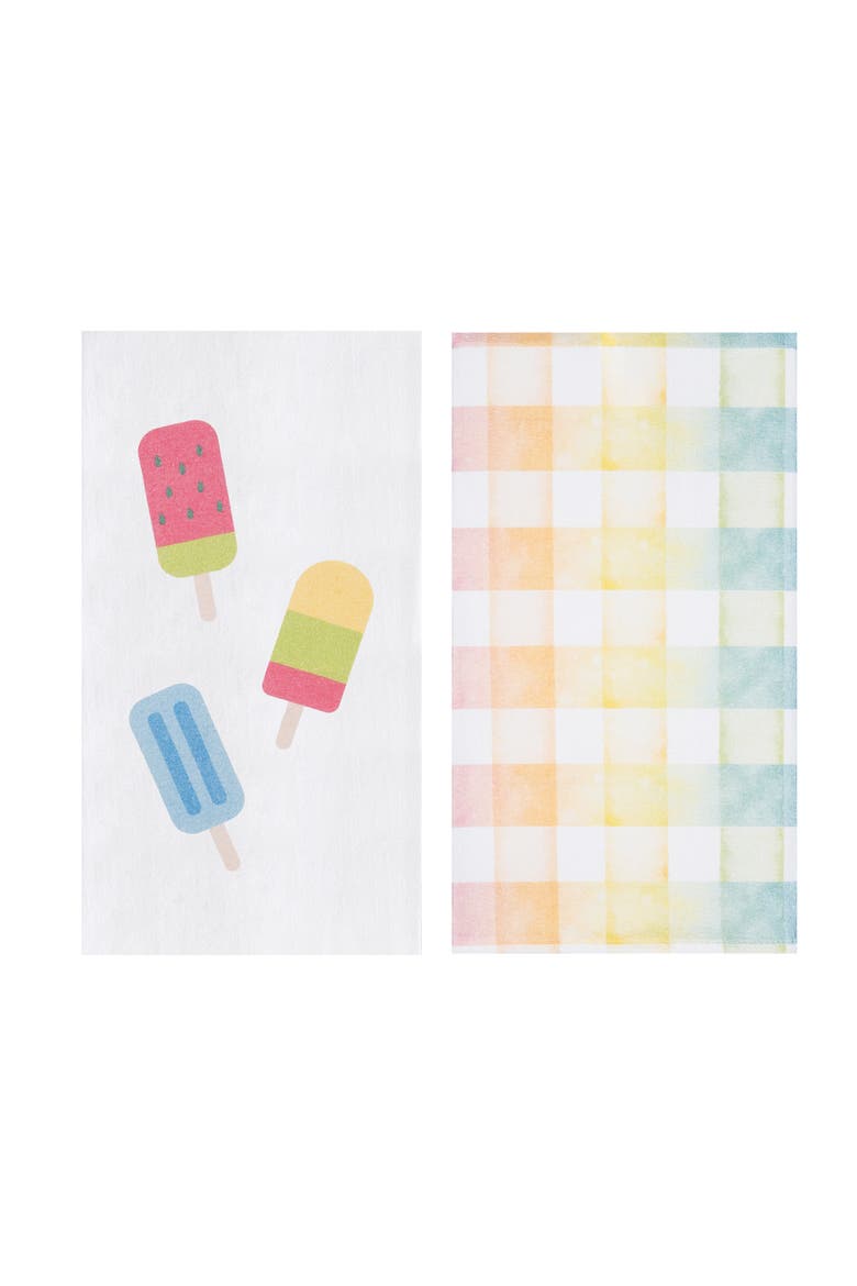 Popsicle Summer Kitchen and Bathroom Graphic Print Hand Towels Set of 2, Main, color, Green
