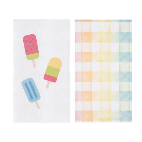 Popsicle Summer Kitchen and Bathroom Graphic Print Hand Towels Set of 2