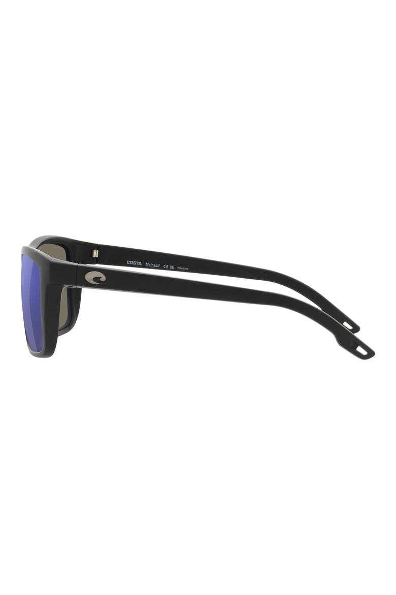 Mainsail 55mm Mirrored Polarized Rectangular Sunglasses, Alternate, color, MATTE BLACK