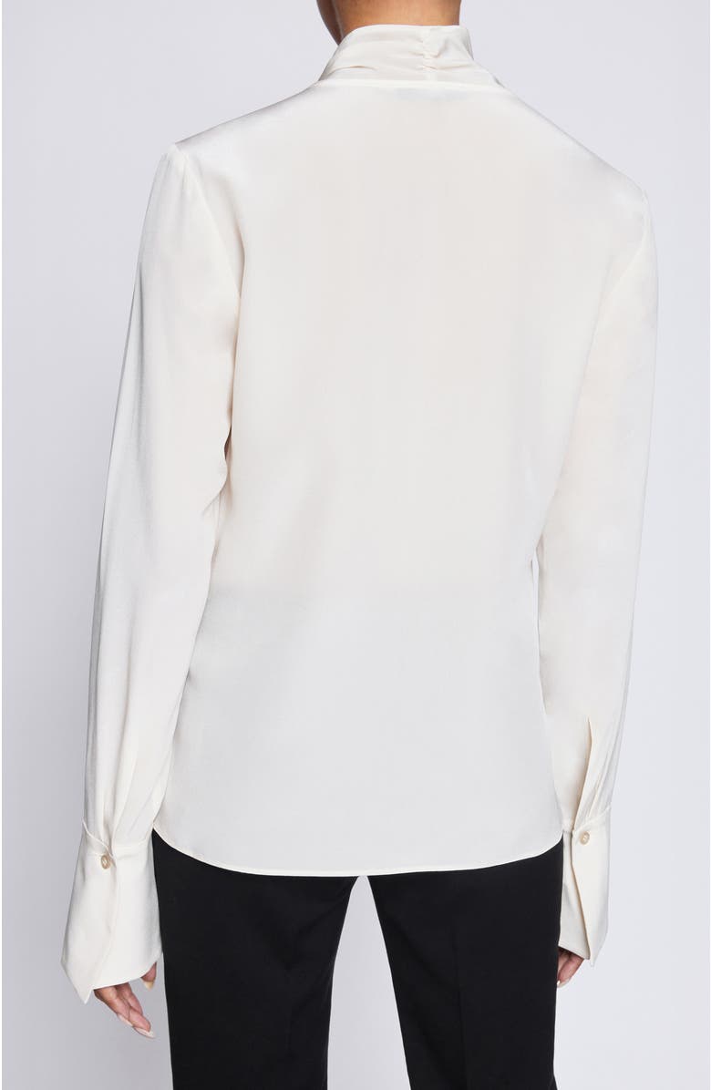 Santorelli AMANDA Long Sleeve Silk Blouse with Drop Neck Tie, Alternate, color, Beige