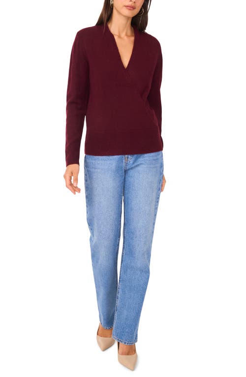 1.state Surplice V-neck Sweater In Burgundy