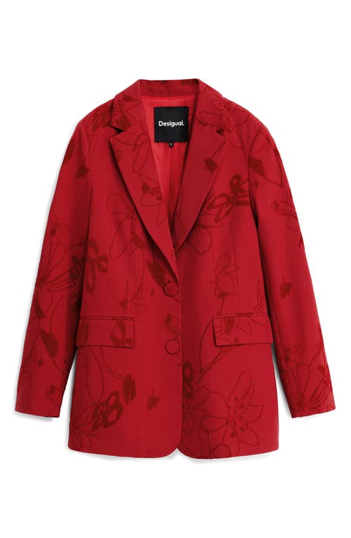 Desigual Tonal Floral Blazer In Red
