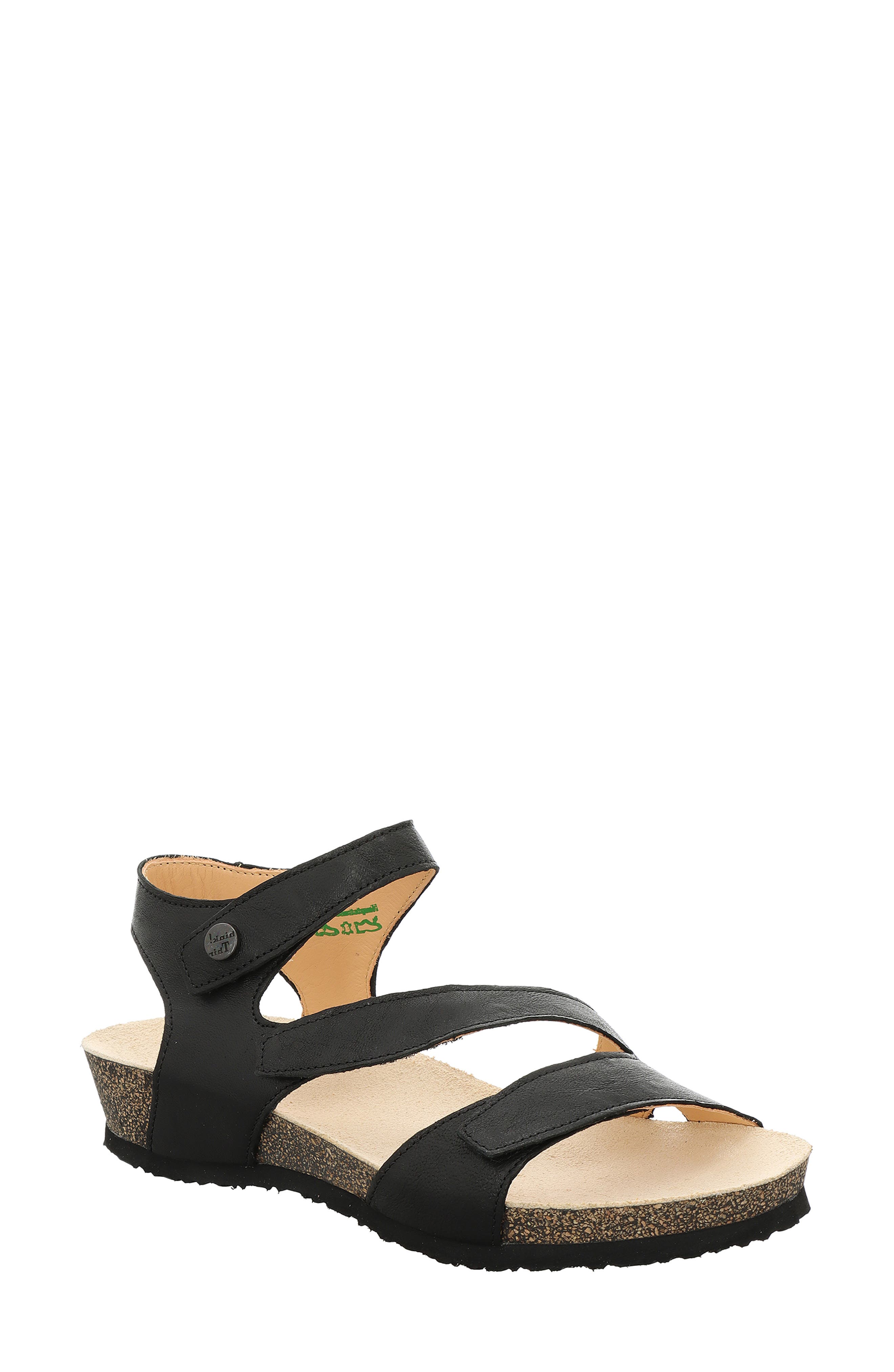 Think! Dumia Ankle Strap Sandal, Main, color, Black