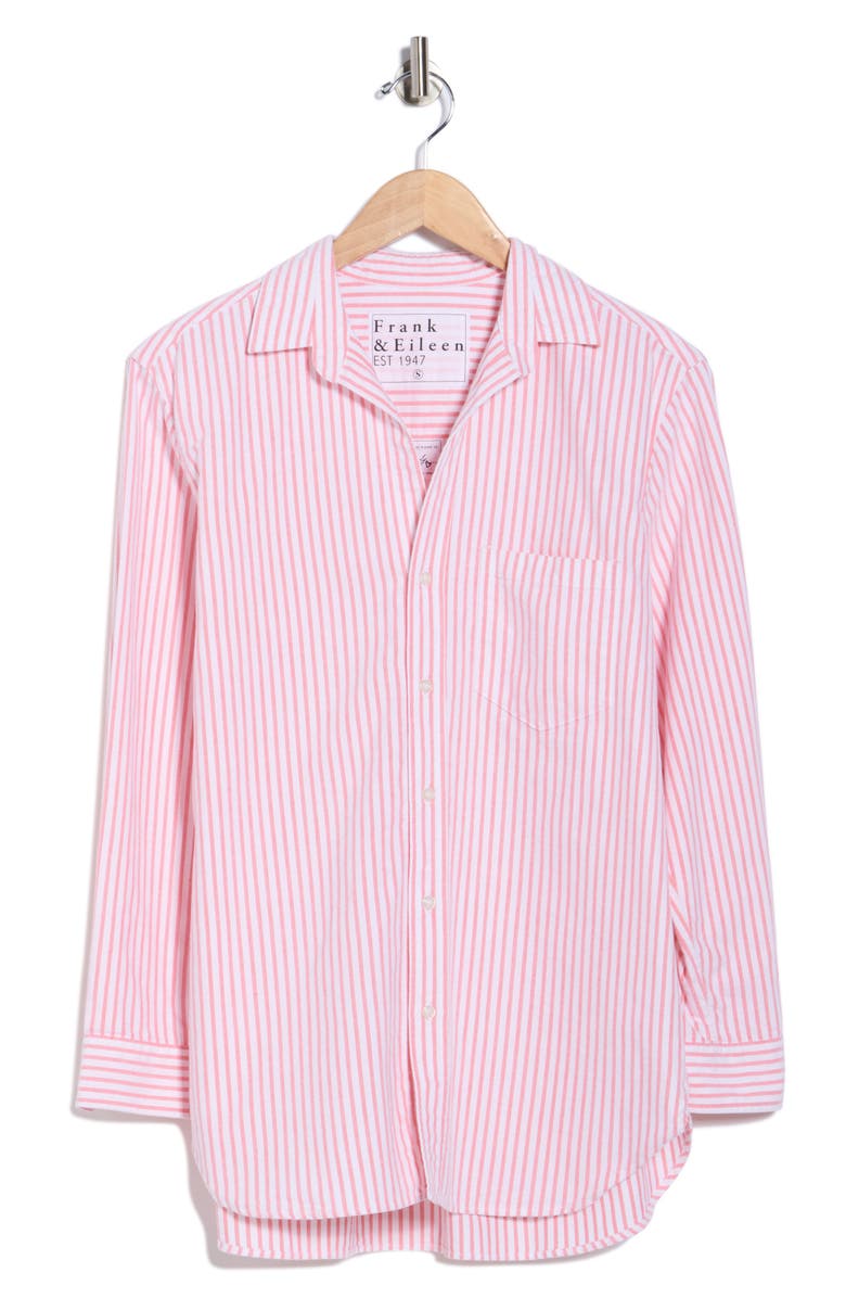 Frank & Eileen Joedy Boyfriend Cotton Button-Up Shirt, Alternate, color, Coral Stripe