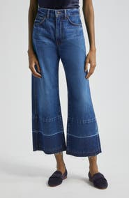 Veronica Beard Taylor Release Hem High Waist Ankle Wide Leg Jeans
