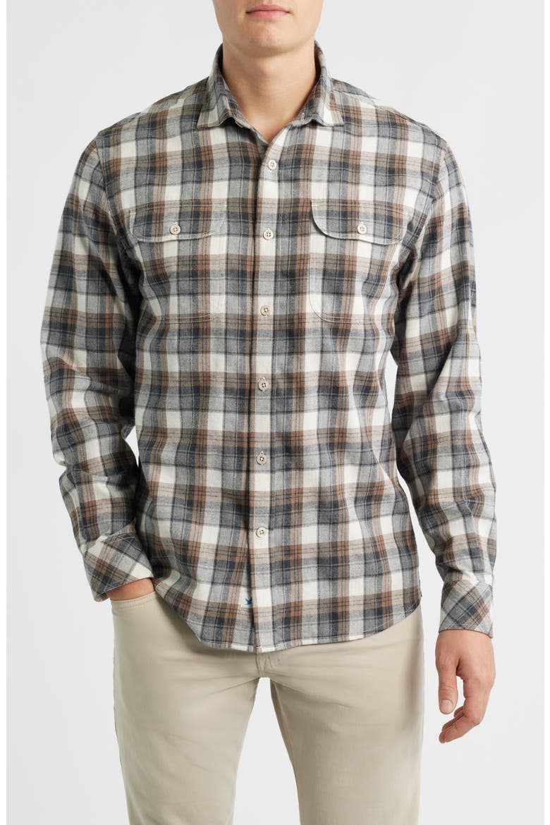 Lenox Modern Fit Plaid Cotton Button-Up Shirt, Main, color, CHARCOAL